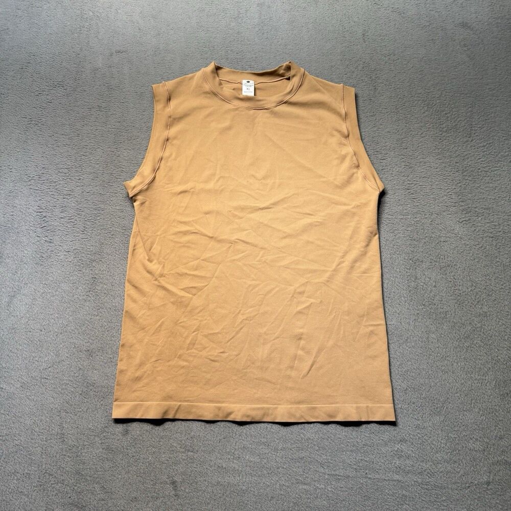Yogalicious Womens XL Fitted Tank Top Beige Mock Neck Presley Stretch Athleisure